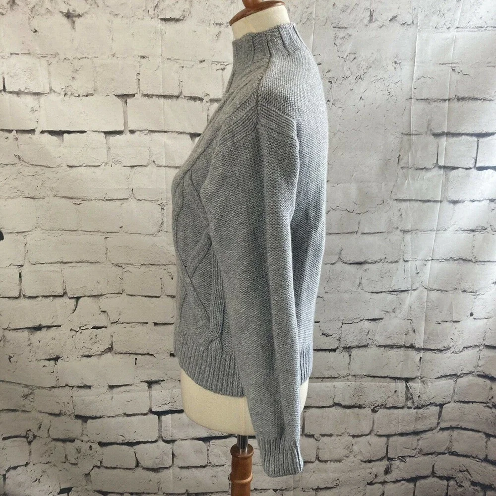 Everlane Cable Knit Gray Sweater mock neck size XS 100% Wool - Picture 2 of 12